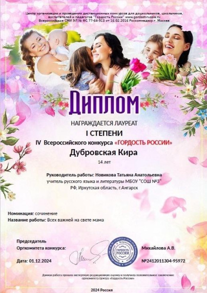 Всероссийский конкурс «Гордость России».